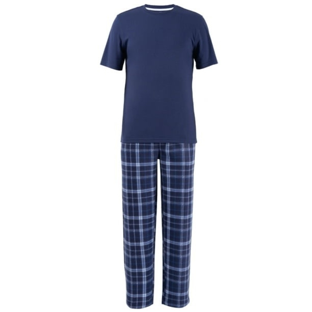 Fruit of The Loom Men's 2 Piece Pajama Set Crewneck Tee Shirt Fleece Pants SMALL